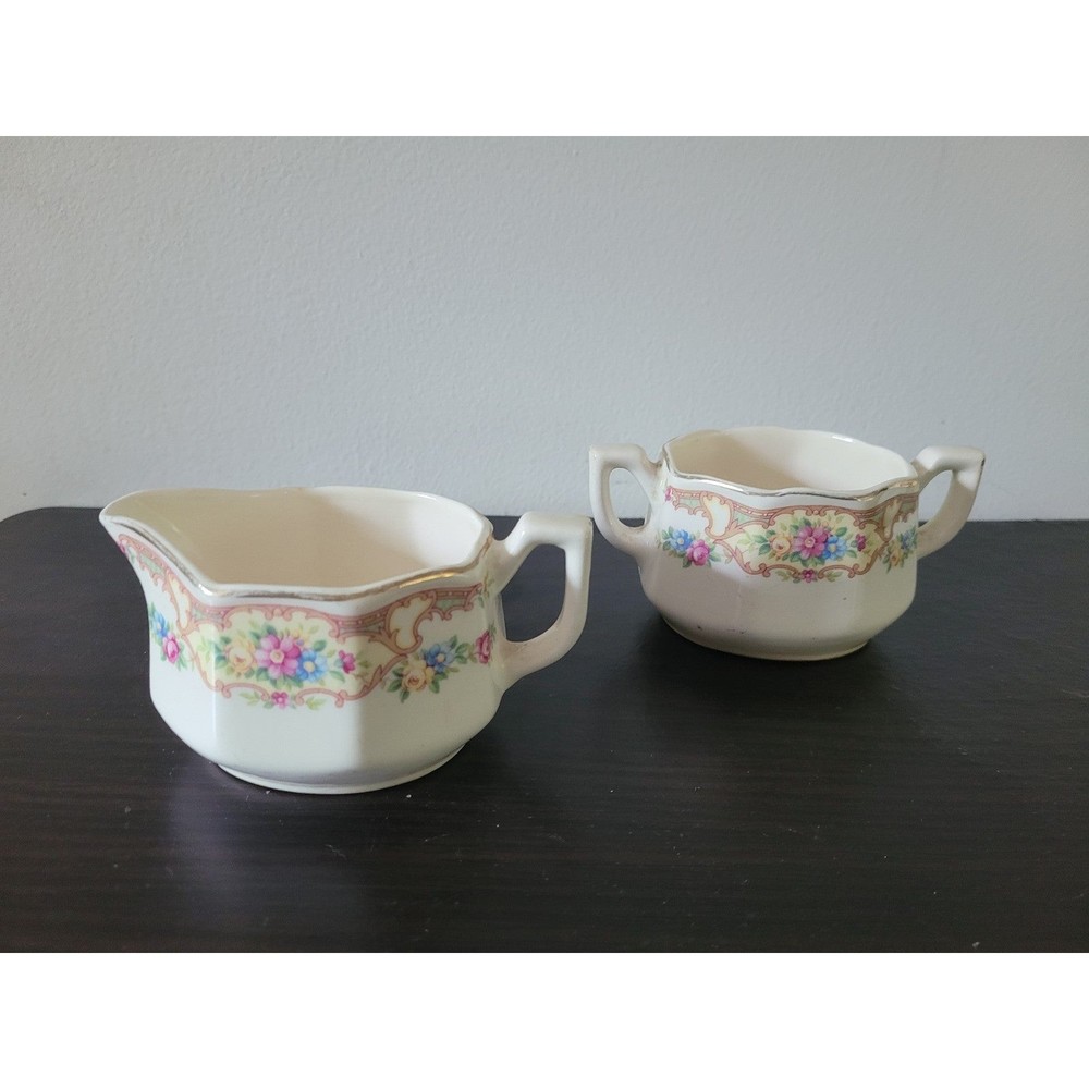 VINTAGE Georgian China USA Creamer and Sugar Set